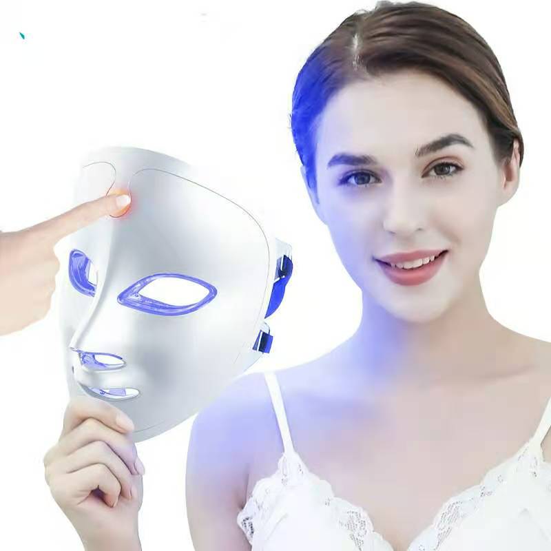 7 colori Light Portable Face Mask Light Terapia per uso domestico, terapia della luce a LED Maschera per la cura della pelle del viso - Blue&Red Light for Acne Photon Mask - Corea PDT Technology per la riduzione dell\'acne